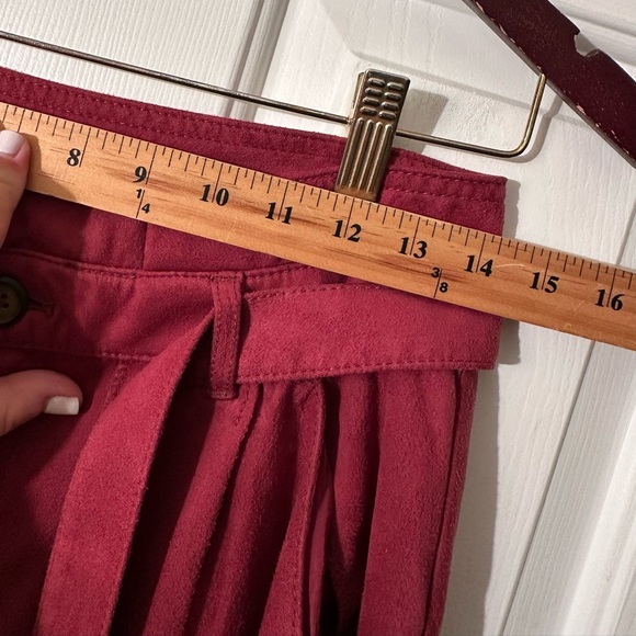 FREE PEOPLE 8 Nightfall Vegan Suede Pants Pomegranate High Waisted Paper Bag Vtg - Picture 10 of 16